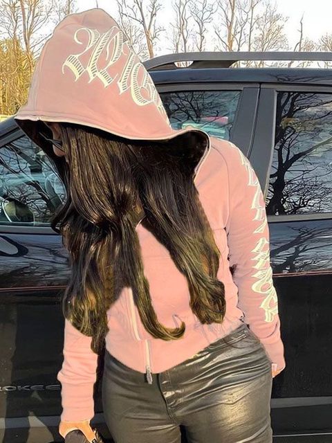 Monochrome Suit Set - Fashion Women's Monochrome Monogrammed Kepeng Hoodie