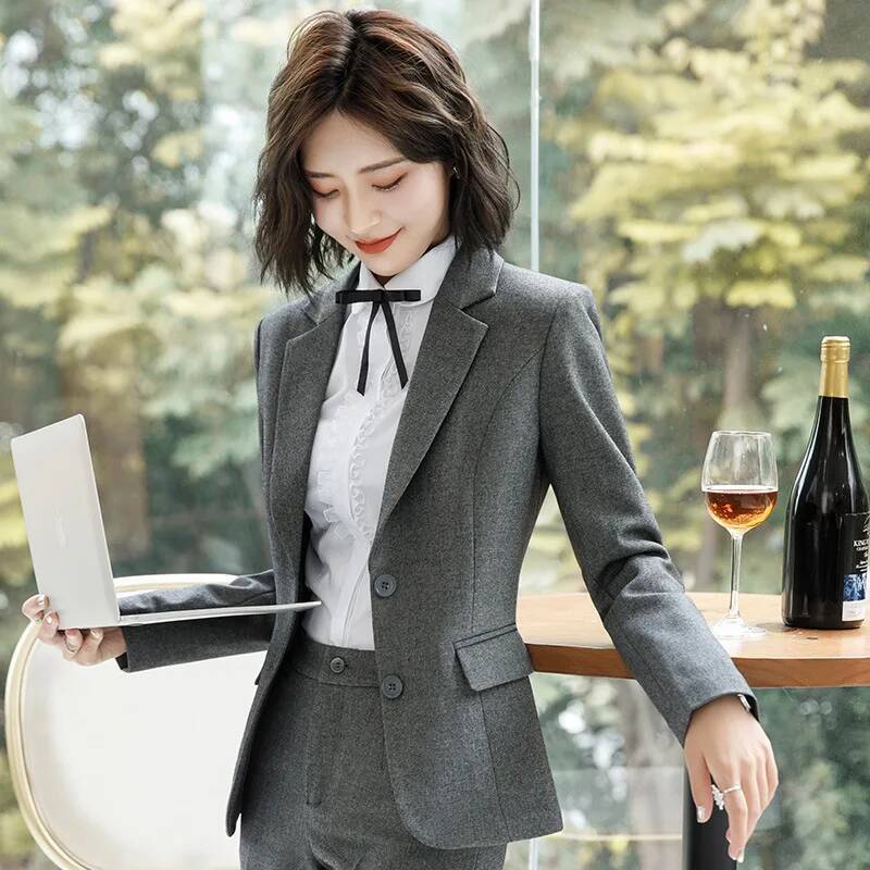 Women Formal Wear Winter - Novelty Gray Formal Blazers and Jackets