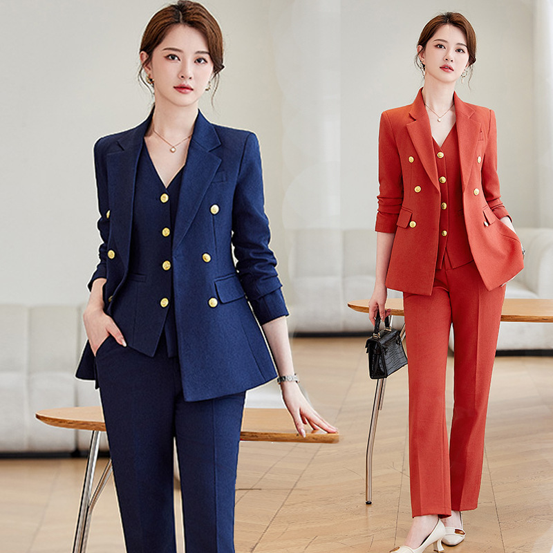 High End Women'S Formal Wear - Navy Blue Suit Set for Women,
