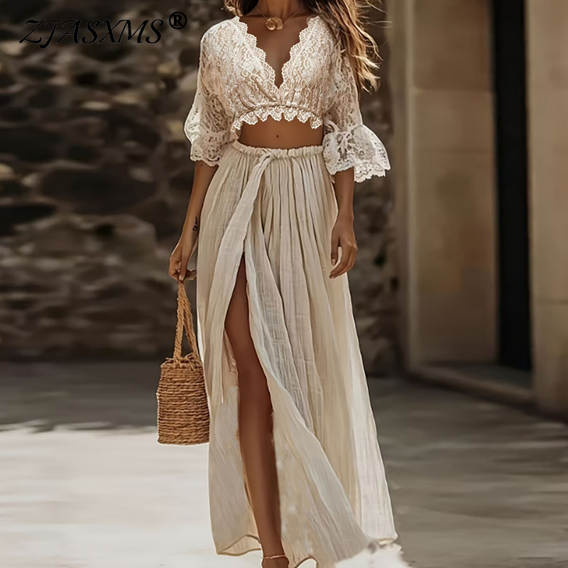 Womens Bohemian Lace Two Piece - Formal Attire Woman 评论和价格