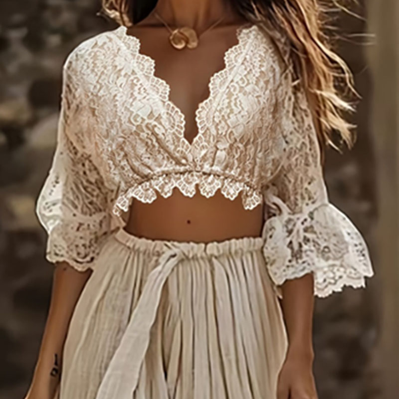 Womens Bohemian Lace Two Piece - Formal Attire Woman 评论和价格