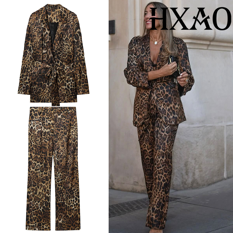 HXAO Leopard Pants Sets 2 Piec - Formal Attire Woman 评论和价格