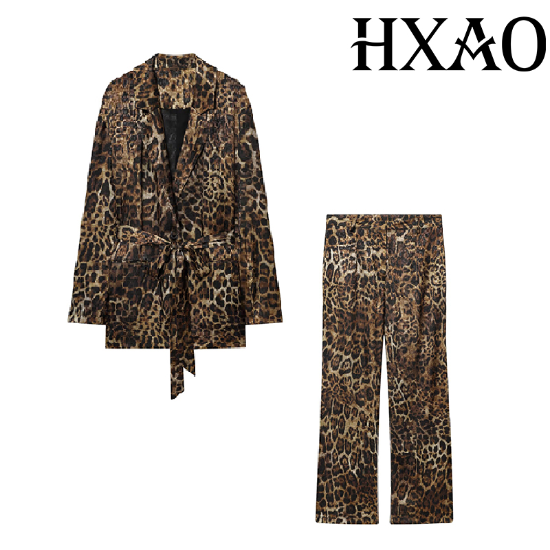 HXAO Leopard Pants Sets 2 Piec - Formal Attire Woman 评论和价格