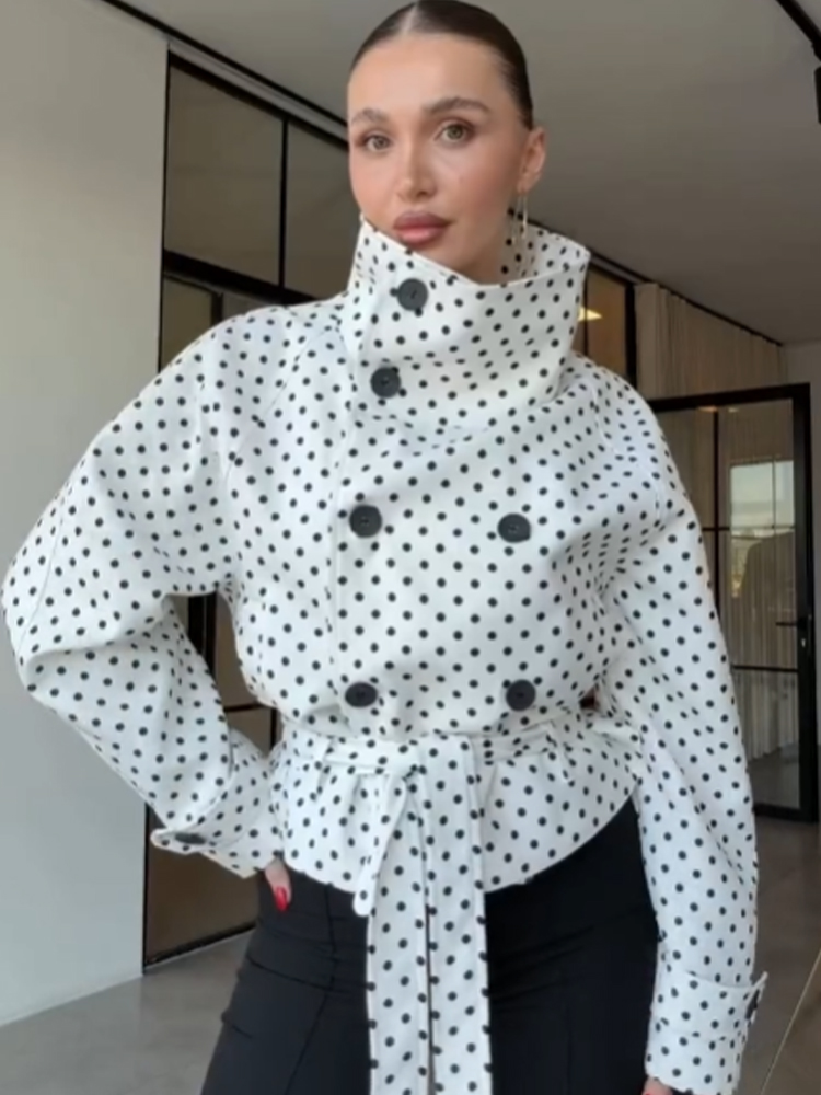 SLTNX polka dot short trench c - Trench Coat Formal 评论和价格