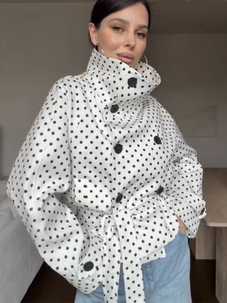 SLTNX polka dot short trench c - Trench Coat Formal 评论和价格