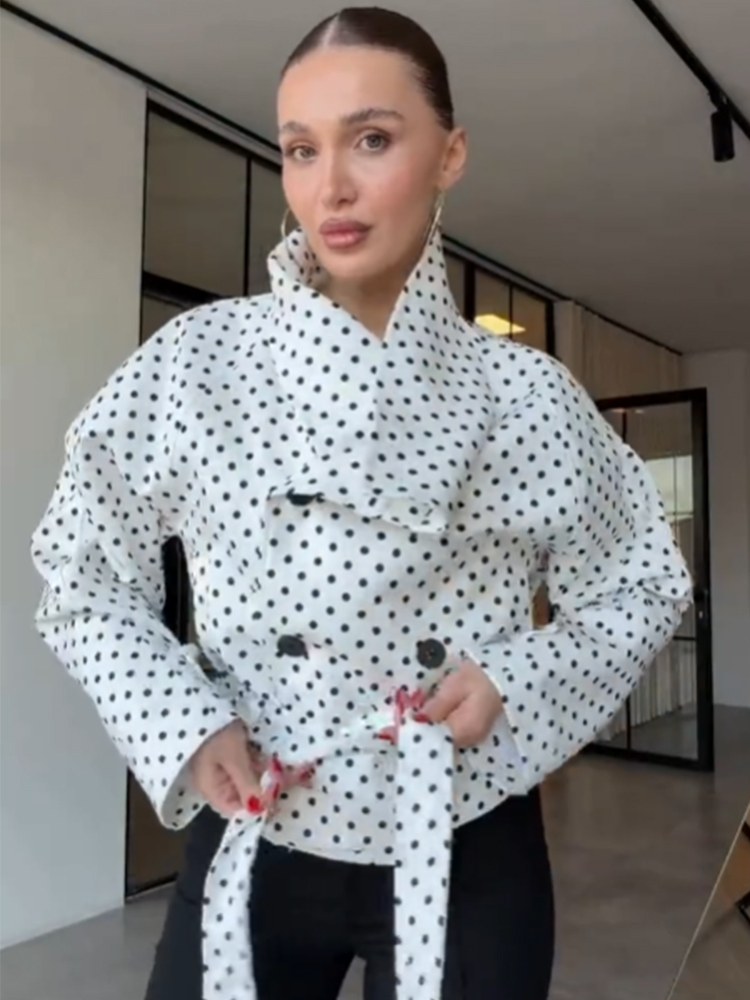SLTNX polka dot short trench c - Trench Coat Formal 评论和价格