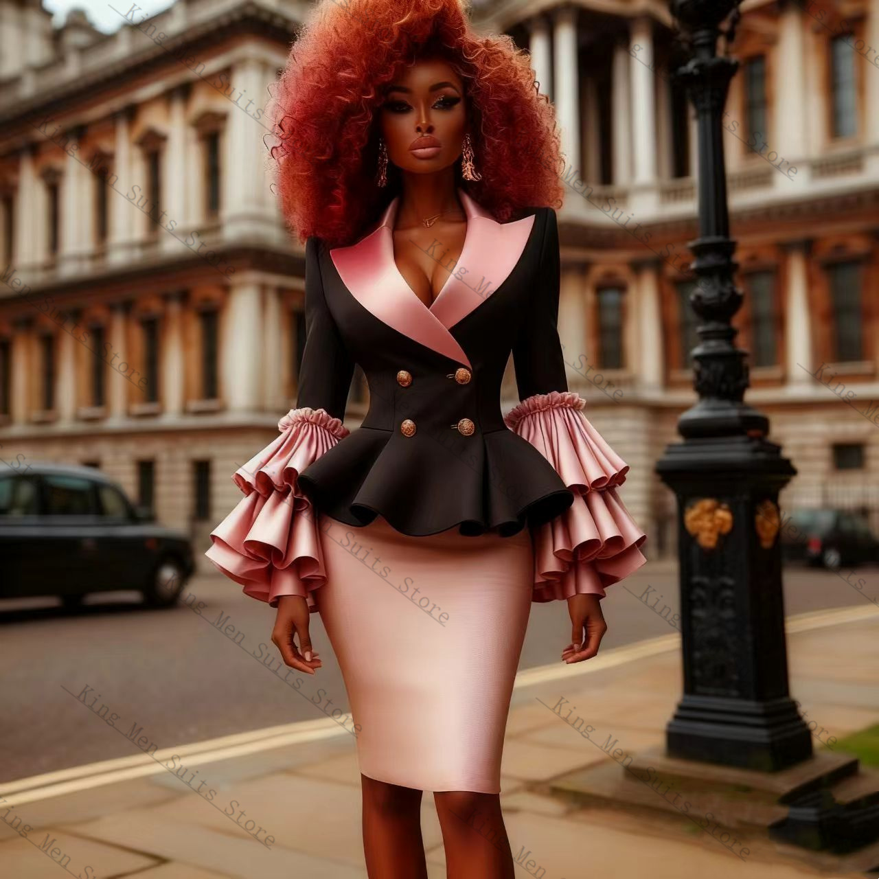 Black Pink Women Suit Set 2 Pc - Women'S Formal Wear For A Wedding Guest 评论和价格