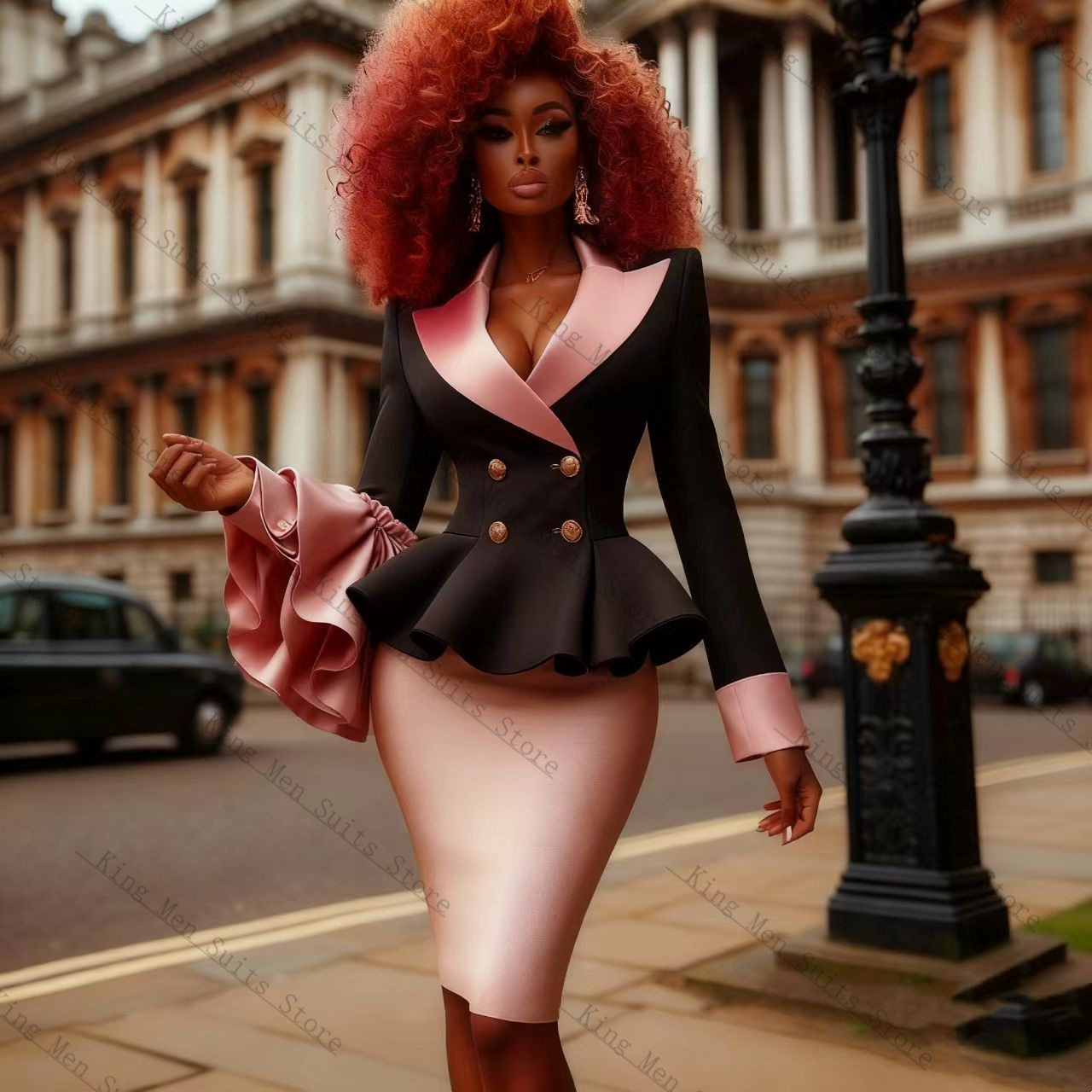 Black Pink Women Suit Set 2 Pc - Women'S Formal Wear For A Wedding Guest 评论和价格