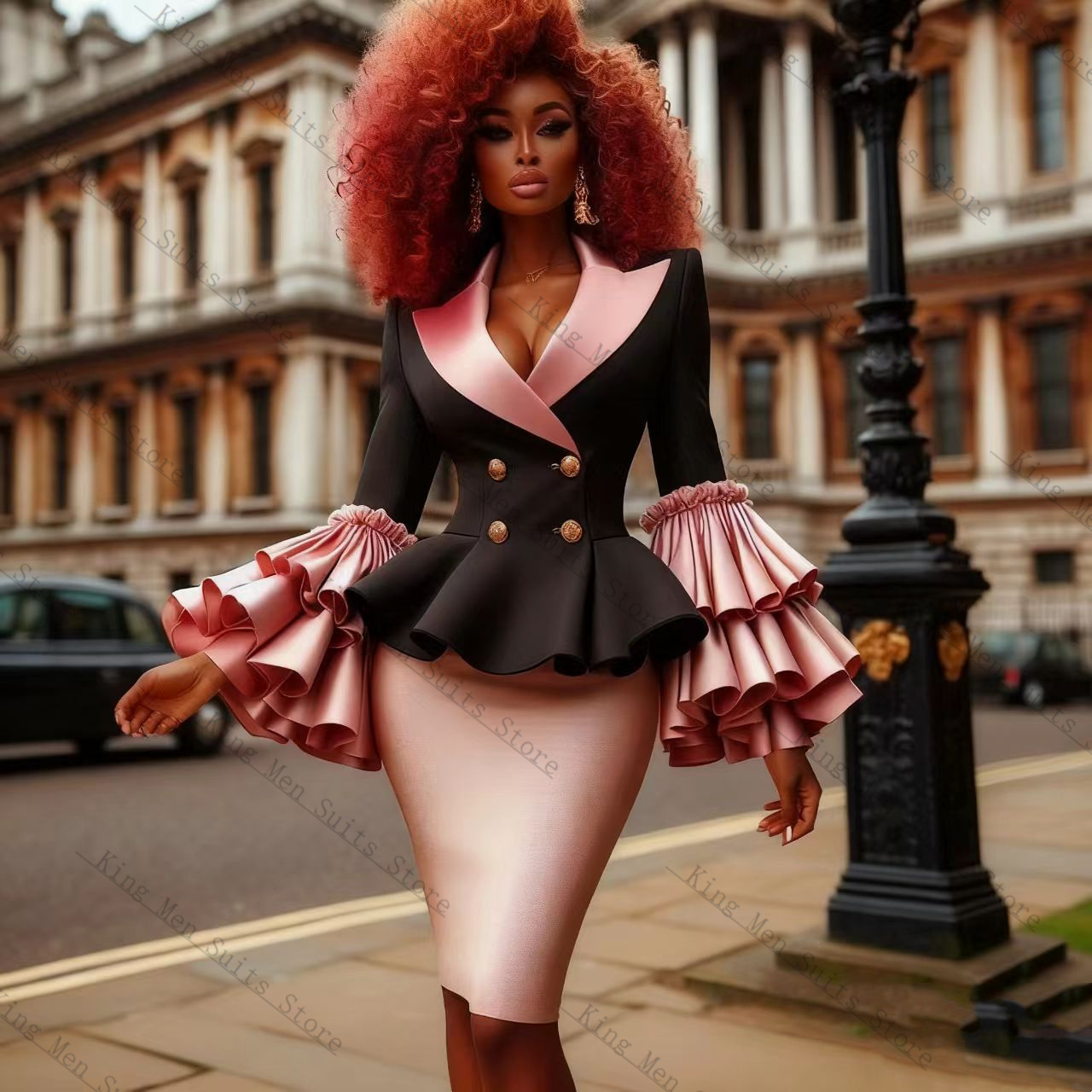 Black Pink Women Suit Set 2 Pc - Women'S Formal Wear For A Wedding Guest 评论和价格