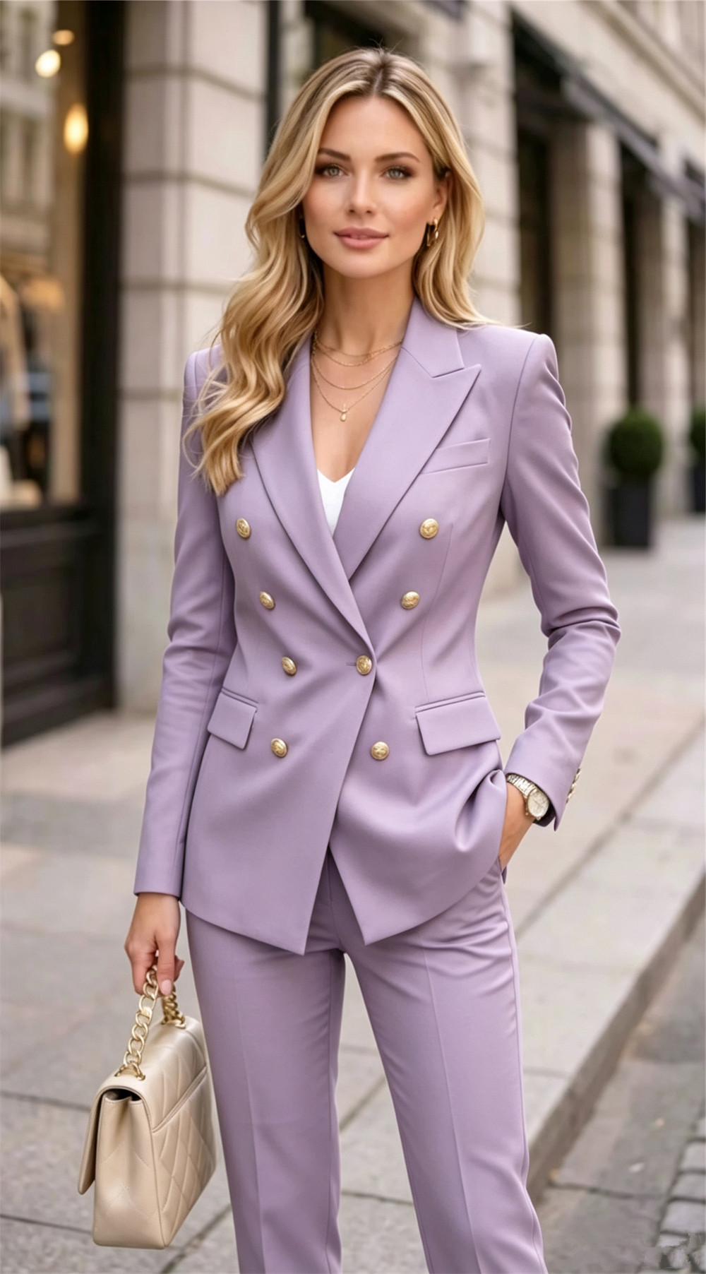 Lavender Women's Double Bested - Blazer Set Women Formal 评论和价格