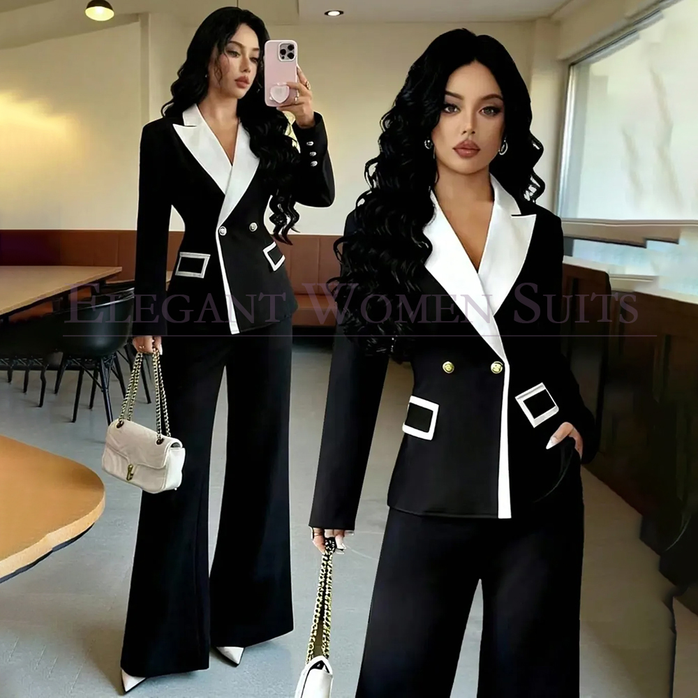 Luxury Black Women's Suits 2 P - Blazer Set Women Formal 评论和价格