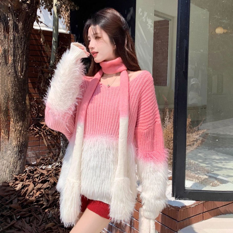 Women's Gradient V-Neck Sweate - Women Formal Wear Winter 评论和价格