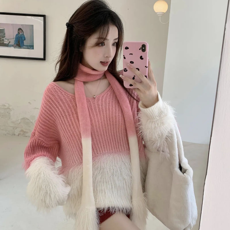 Women's Gradient V-Neck Sweate - Women Formal Wear Winter 评论和价格