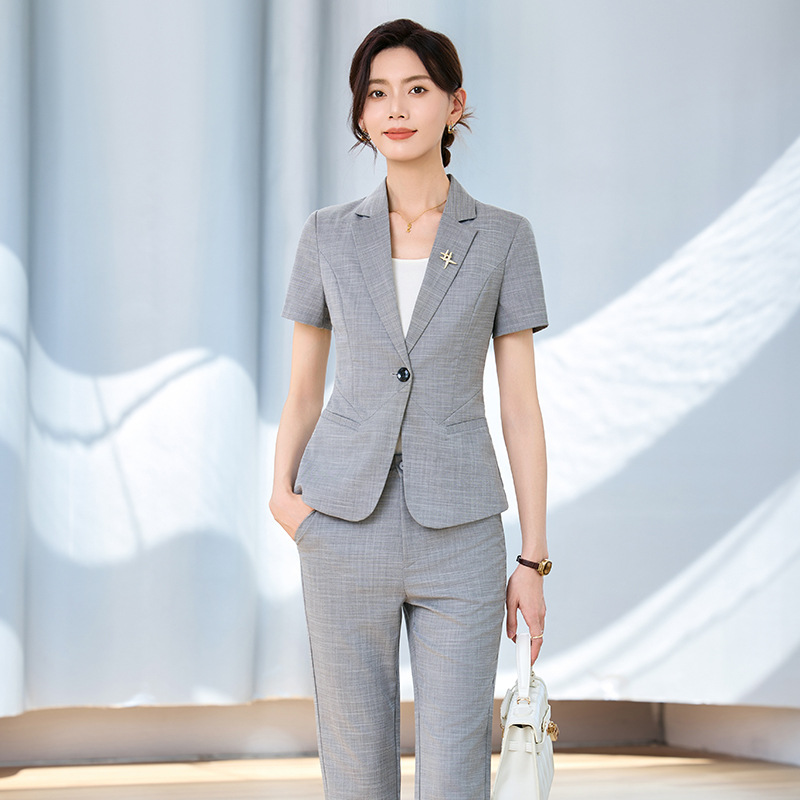 Women's short-sleeved suit set - Women Formal Wear For Interview 评论和价格