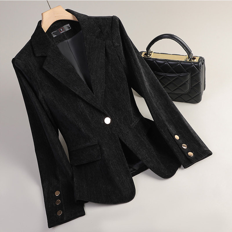 Yellow Gold Velvet Blazer Wome - Women Formal Wear Winter 评论和价格