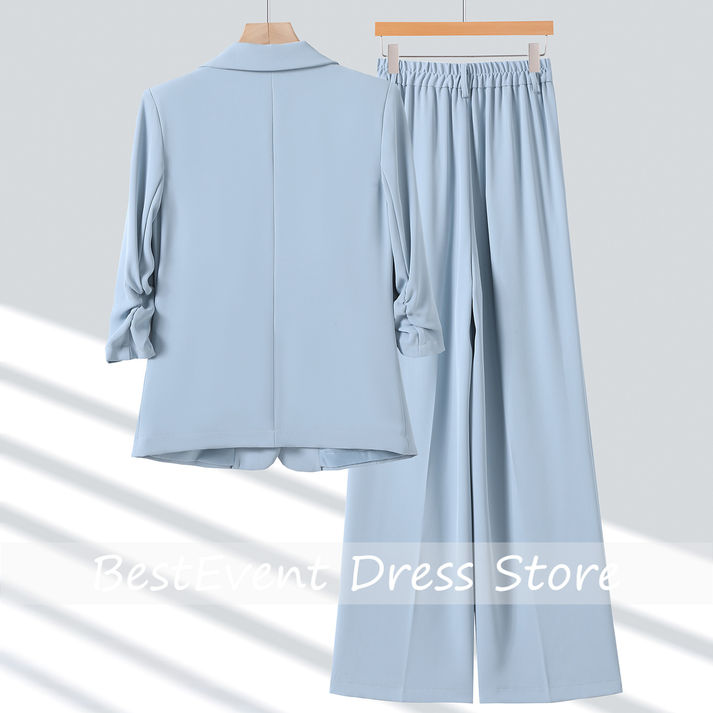 Light Blue Women's Suit Jacket - Blazer Set Women Formal 评论和价格