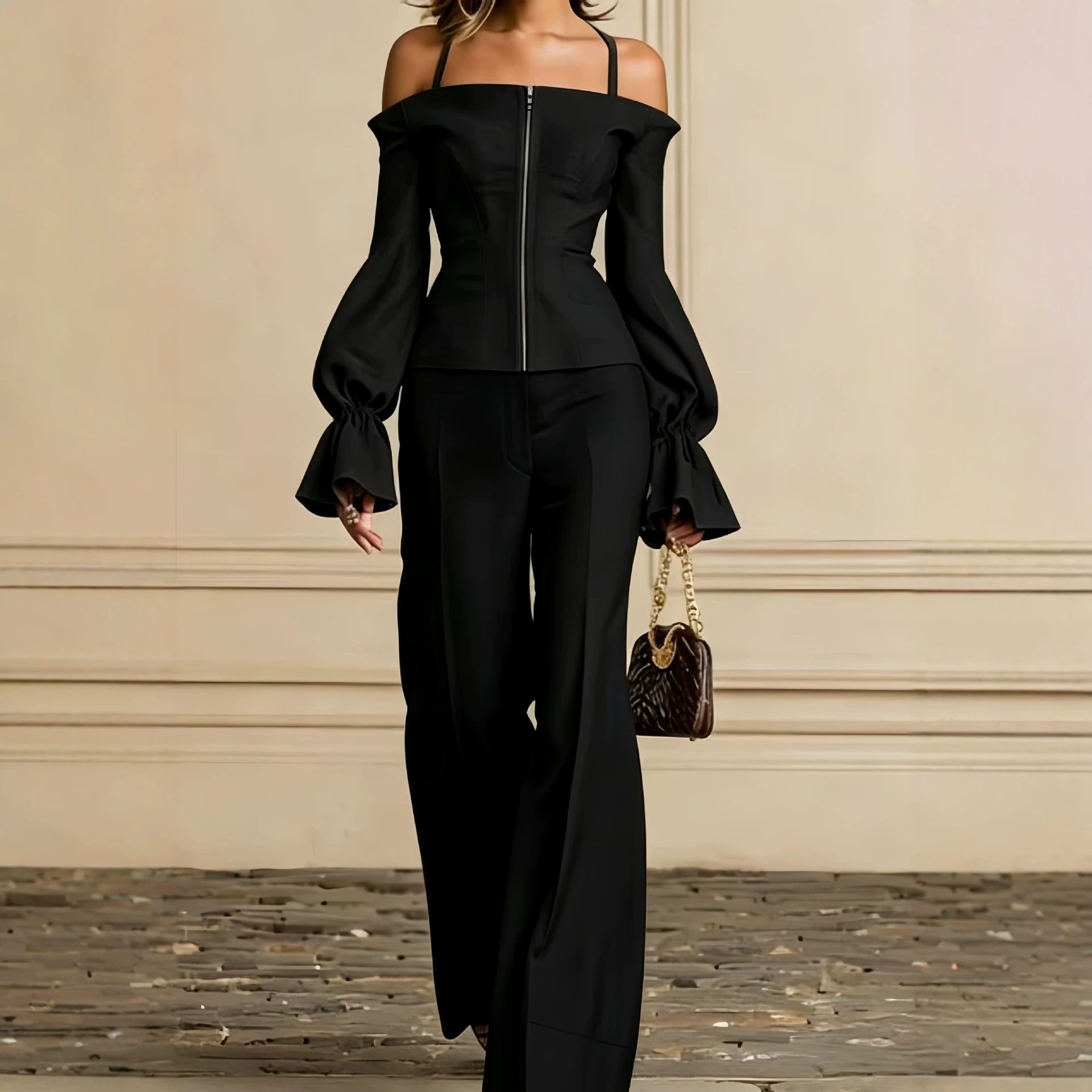 2 Piece Pants Set Women Solid  - Formal Attire Woman 评论和价格