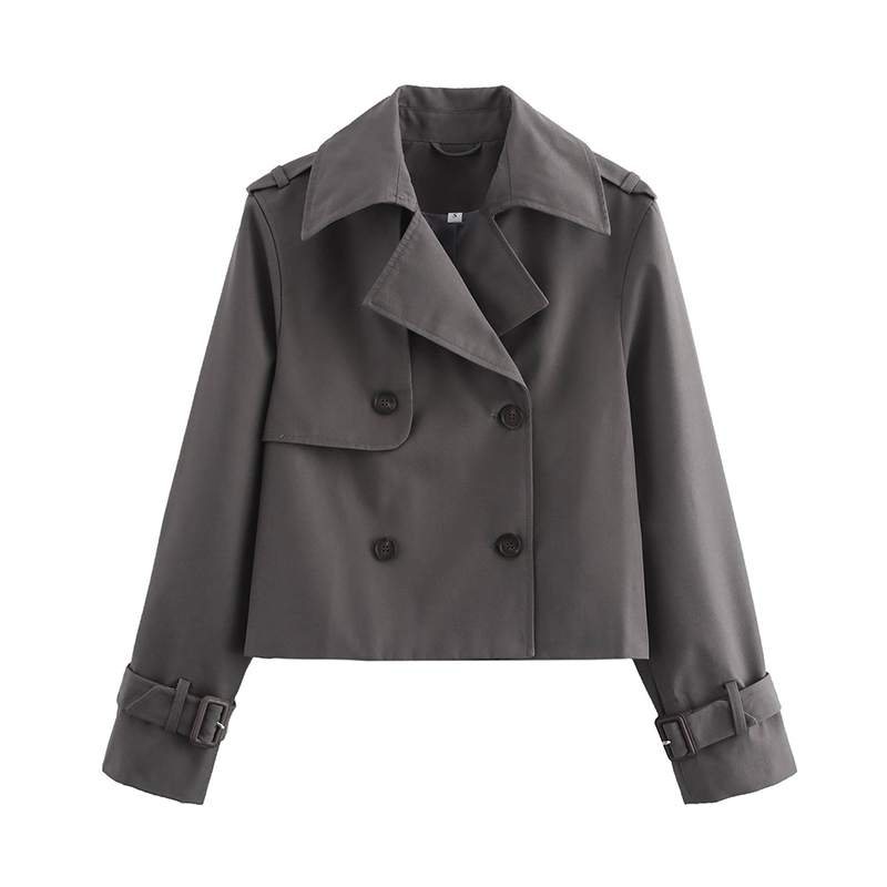 New Autumn Women Solid Cropped - Trench Coat Formal 评论和价格