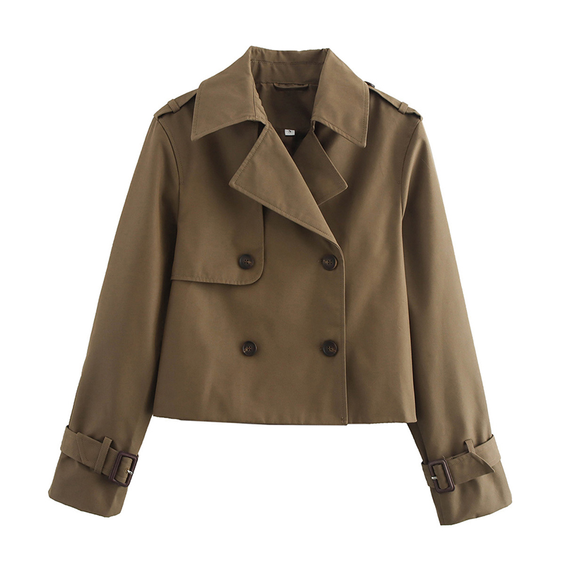 New Autumn Women Solid Cropped - Trench Coat Formal 评论和价格