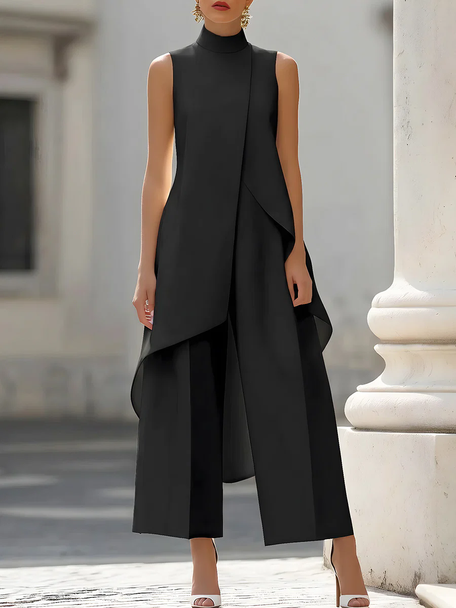 Sleeveless High Neck Asymmetri - Women'S Formal Wear With Pants 评论和价格