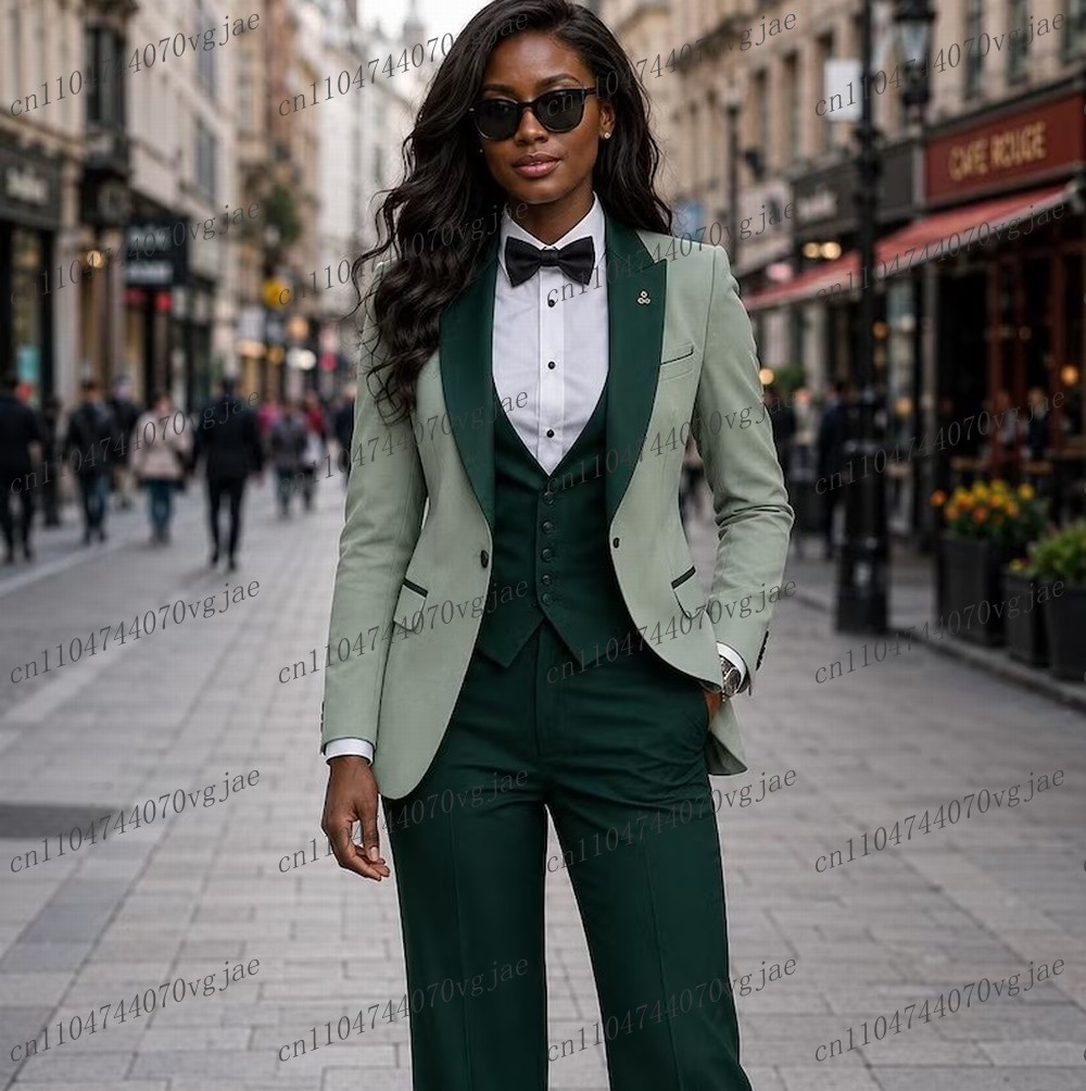 Mint Green And Dark Green Form - Blazer Set Women Formal 评论和价格