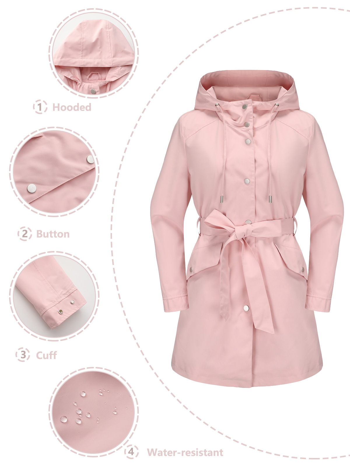 Spring Autumn New Hooded Water - Trench Coat Formal 评论和价格