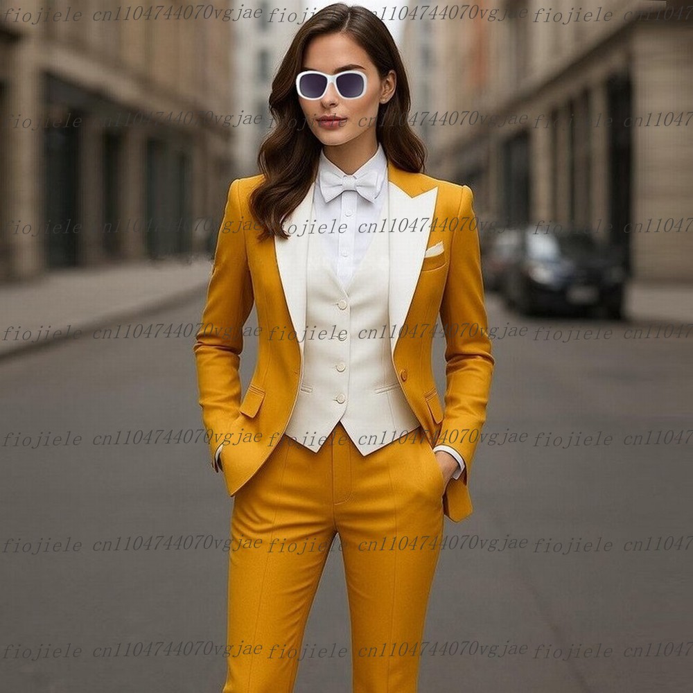 Yellow And White Formal Busine - Blazer Set Women Formal 评论和价格